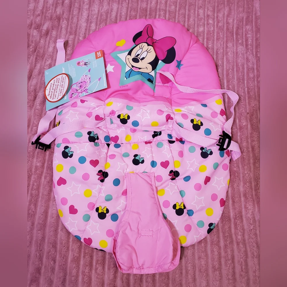 Disney Pink Minnie Mouse Stars & Smiles Infant Baby Toddler Bouncer Rocker Toy